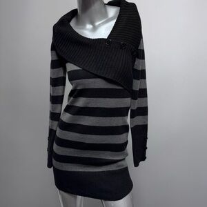 Striped Y2K Black/Grey Sweater Mini Dress